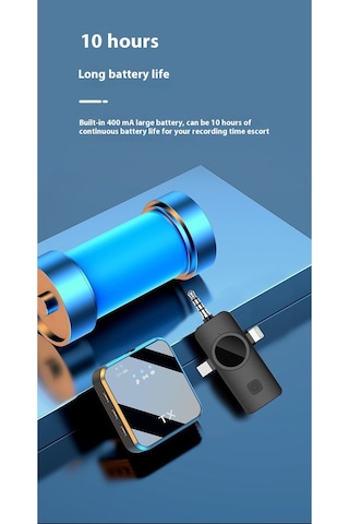 İkili Kablosuz Yaka Mikrofonu 2.4g Bluetooth 5.1 İphone Type-c Ve Kamera Uyumlu 10 Saat F11-2