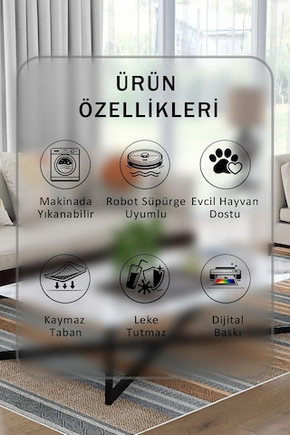 Tr Yıkanabilir Halı Ve Yolluk Kaymaz Tabanlı Salon Halısı, Mutfak Halısı, Modern Dijital Baskı Tasarım 033 Diğer