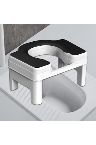 Suntek Tuvalet Taburesi Taşınabilir Kaymaz 18,5cm-beyaz-siyah