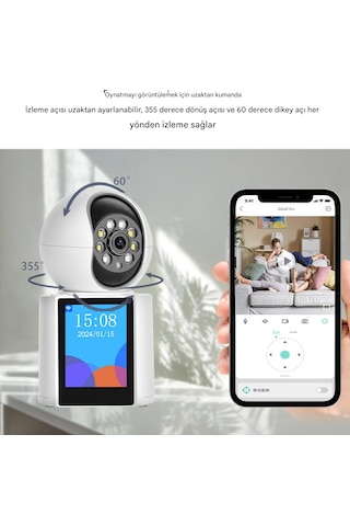 Full Hd 360 Akıllı Bebek Kamerası İki Yönlü Ses Gece Görüşlü Güv