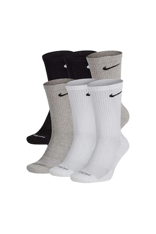 Nike Everyday Plus Pamuklu Unisex Siyah Gri Beyaz 6 Çift Çorap
