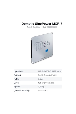 Dometic Sinepower Mcr-7 İnvertör Uzaktan Kumandası Msp / Msı, 7,5 M Kablolu 9600000090