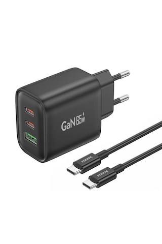 Foneng Gan10 Gan 65w 2x Type-C - 1x USB 3 Girişli Hızlı Şarj Aleti