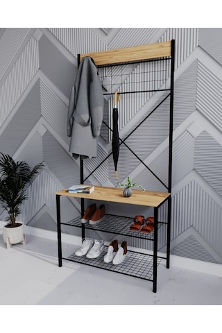 Geniş Metal Portmanto, Elbise Askılığı, Vestiyer, Ayakkabılık 1
