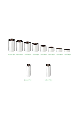 Dofolink Bardaklı Mürekkep Bandı, Barkod Etiket Yazıcı İçin, 110mmx300m, 1 İnç Çekirdek, Kaliteli Wax Tipi, Tek Paket Siyah