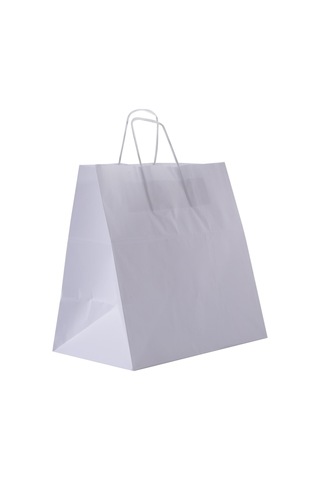 Büküm Saplı Beyaz Kağıt Çanta 33x20x33 Cm 25'li