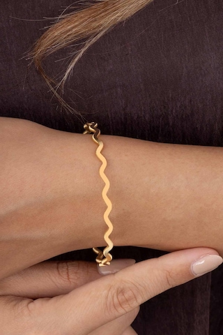 Gümüş Pazarım Altın Kaplama Dalgalı Model 925 Ayar Gümüş Kadın Ajda Bilezik Diğer