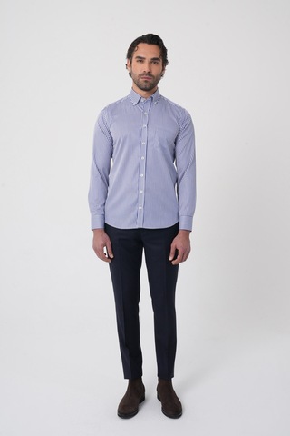 Bisse Uzun Kollu Paşa Yaka Regular Fit Erkek Lacivert Gömlek Gmczg252069 C39 Lacivert