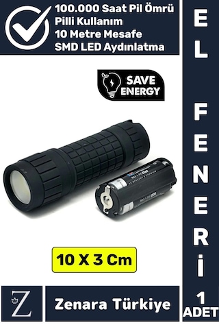 Premium Kamp Avcı Balıkçı Güvenlik Deprem Enerji Tasarrufu Güçlü Beyaz Işık Pilli Mini El Feneri Çok Renkli
