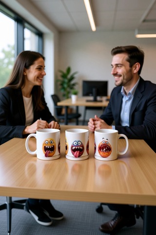 Seramik Kupa Yaramaz Canavar Karakterler Baskılı 300 Ml Hediyelik Beyaz