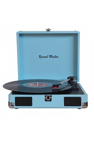 Record Master Rm-311 Pikap - Tüm Plaklar İle Uyumlu- Power Banklere Bağlanarak Kullanılabilme Mavi