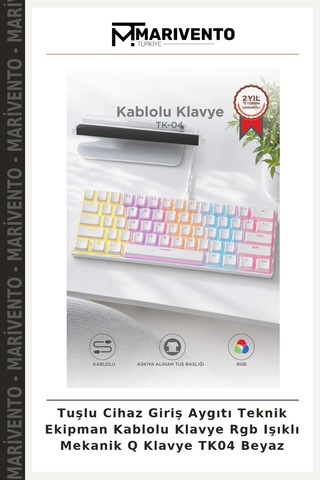 Tuşlu Cihaz Giriş Aygıtı Teknik Ekipman Kablolu Klavye Rgb Işıklı Mekanik Q Klavye Tk04 Beyaz