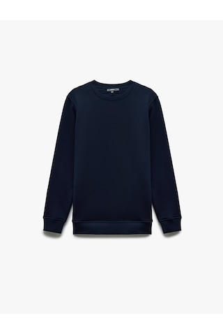 Koton Pamuklu Uzun Kollu Bisiklet Yaka Erkek Basic Sweatshirt Lacivert 6wam70017mk Lacivert