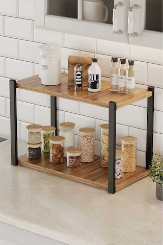 Çok Amaçli Banko Rafi Siyah Profil Çam Sunta 45x18x34 Cm Mtl044 Siyah-çam