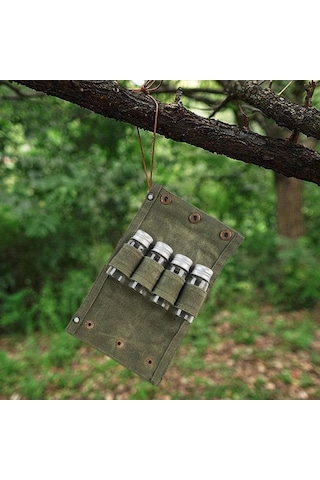 Pazly Kamp Baharat Kutusu Seti - Cam Kavanozlar, Koyu Yeşil Renk Koyu Yeşil