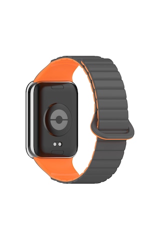 Tuva Teknoloji Xiaomi Redmi Watch 4 Silikon Kordon Krd-105 Strap Kayış-gri-turuncu