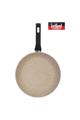 Granit 28 Cm Tava Yanmaz Yapışmaz Tava Krem Krem