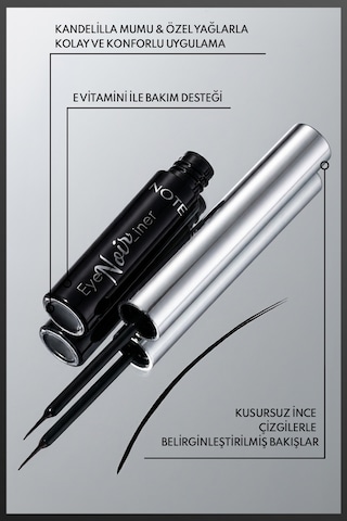 Note Eye Noir Liner Uzun Süre Kalıcı Likit Eyeliner Siyah