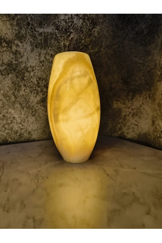 Mermer Onyx Oval Vazo, Doğal Taş Vazo Çok Renkli