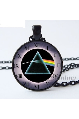 7nota Pf4 Pink Floyd Kolye Siyah Zincir Ve Çerçeveli Siyah