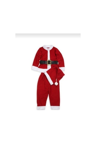 Pembecin Noel Baba Kostümü Kemerli Takım Kırmızı