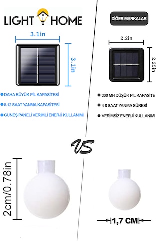 50 Led 7 Metre Sarı Opak Solar Led Işık Güneş Enerjili Bahçe