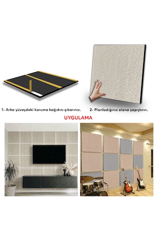 Tink Kendinden Yapışkanlı Akustik Ses Ve Isı Yalıtım Paneli Keçe Dekota Duvar Kağıdı Desenli Ekru 49x49 Cm