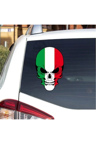 İtalyan Kurukafa Sticker - Araba Oto Motosiklet Cam Sticker - 00075 15x9 Cm