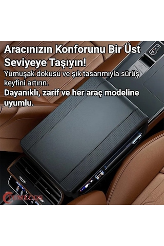 Polham 2 Adet Yan Cepli Tüm Araçlarla Uyumlu Orta Kol Dayama Konsolu Yumuşak Deri Dokulu Premium Konsol