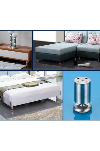 Novahub 4x200mm Paslanmaz Yuvarlak Ayaklar, Kauçuk Paspaslı, Güvenli Sessiz Mutfak Dolabı Ayakları -