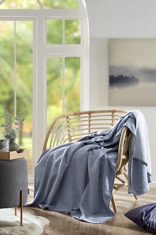 Özdilek Floretta Dolce Çift Kişilik Pamuklu Battaniye 180x220 Cm Indigo