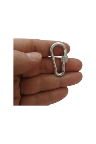 Galvanizli Vidalı Kilitli Karabina, 4 Mm, Askı, Çengel, Kanca, Anahtarlık