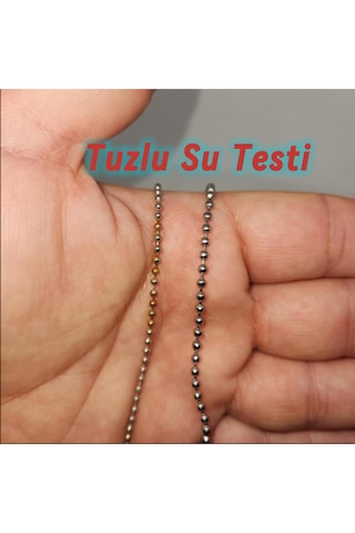 3mm Paslanmaz Çelik Top Boncuk Kolye Zincir 90 Cm Uzun Askeri Unisex Tasarım Gümüş