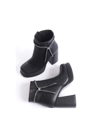 Sofya Kadın Yanı Taşlı Ortopedik Soğuk Geçirmez Bot Siyah