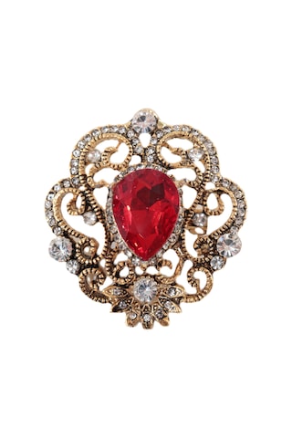 Yakut Taşlı Broş. Kadın Yaka İğnesi Broş. Taşlı Broş. Kadın Broş. Gold Broş. Yakut Broş. Kırmızı - Altın