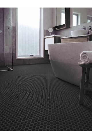 Beylini Petek Pvc Paspas Islak Zeminde Kaydırmaz İç Dış Mekan Banyo Duş Lavabo Havuz Kenar Halısı Bal Desen Siyah 90x600