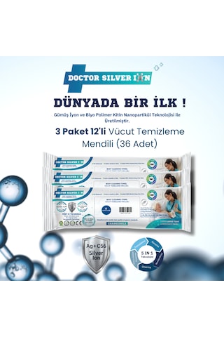 Gümüş İyonlu Kremli Vücut Temizleme Havlusu 12 Li X 3 Paket 36 Adet