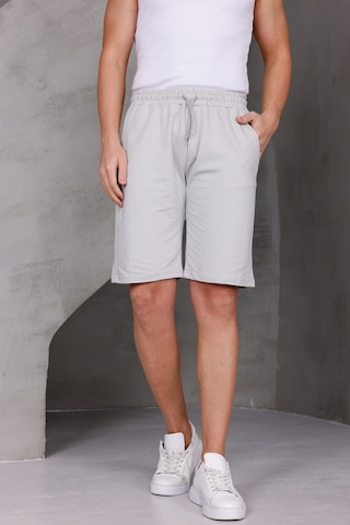 Dark Moda Erkek Sade Oversize İki İplik Kompakt Şort Beyaz