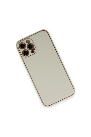 Newface Apple iPhone Uyumlu 12 Pro Max Kılıf Coco Deri Silikon Kapak Glblseme - 13 - Beyaz