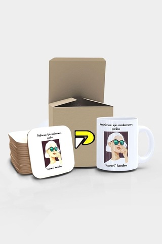 Canım Kendim Eğlenceli Tasarımlı Baskılı Kupa Bardak Seti, Eğlenceli Özel Hediye Mug 2 Çok Renkli