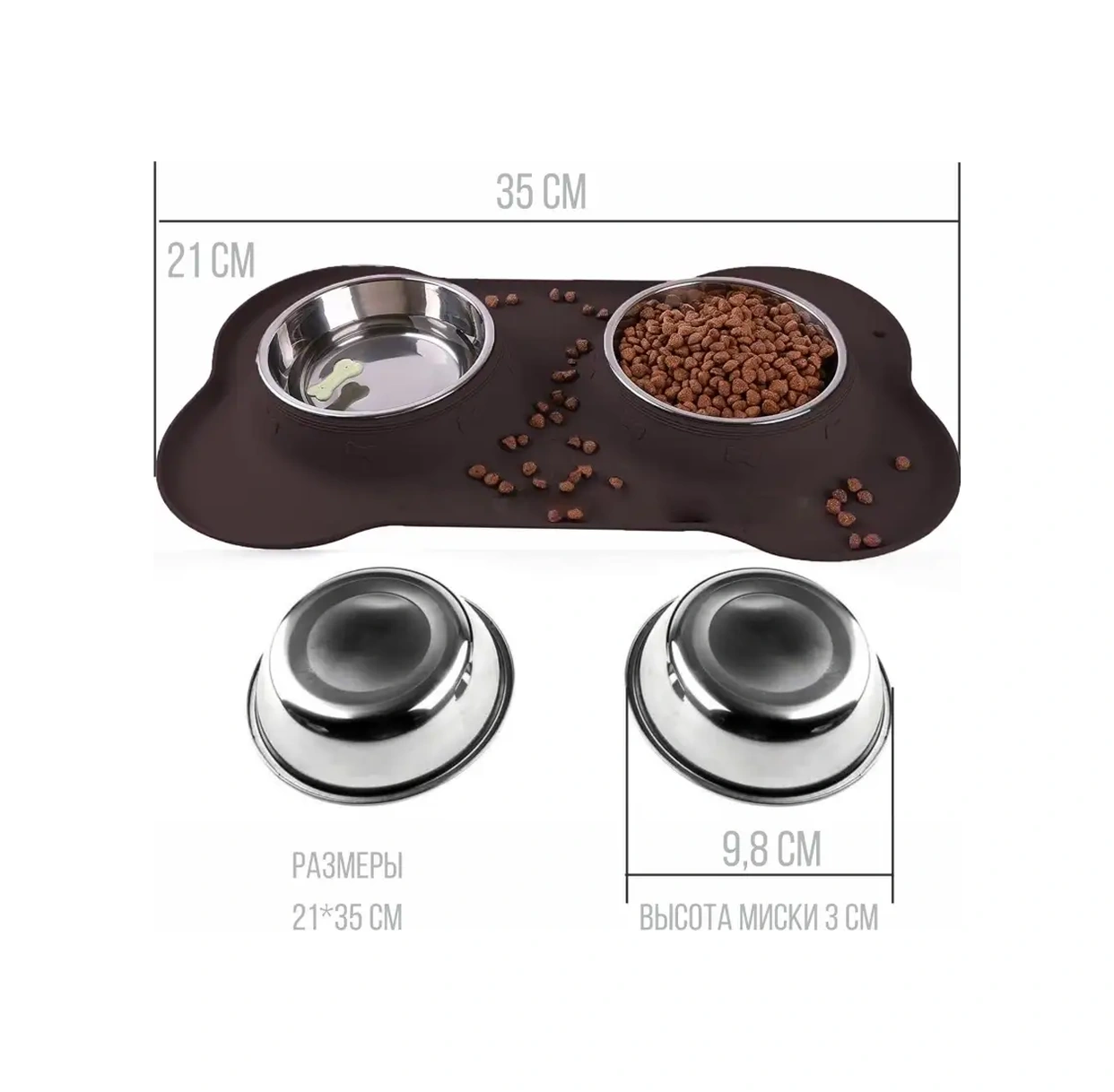 Big Jungle Kedi Ve Köpekler İçin Paslanmaz Çelik Metal Kulplu Çift Kase 51942741