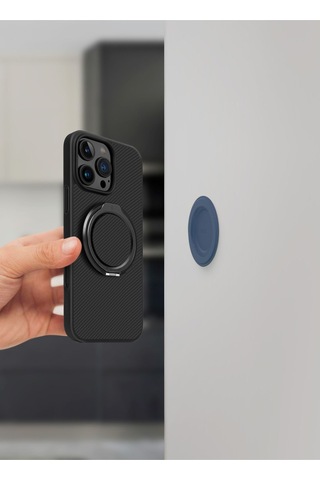 Gripfit Premium Serisi 360 Manyetik Telefon Tutucu Ve Standlı Kevlar Karbon Ve Alüminyum Yüzük A