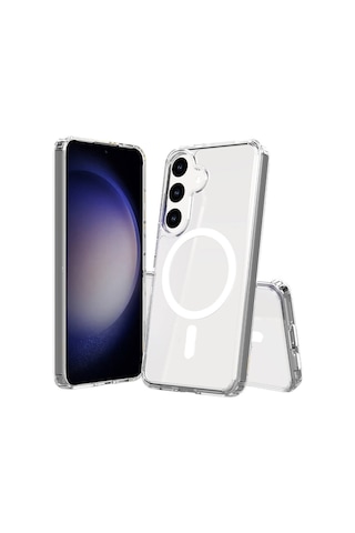 Samsung Uyumlu Galaxy S24 Kılıf Kalın Silikon Magsafe Kamera Yükseltili Şeffaf Ata Pro Tech