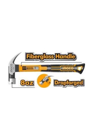 Ingco HCHD0086 Endüstriyel Fiberglass Saplı Çatal Çekiç 220g