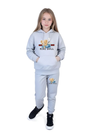 Fyk Kids 3'lü Kız Çocuk Kanguru Cepli Baskı Detaylı Eşofman Takımı Çok Renkli