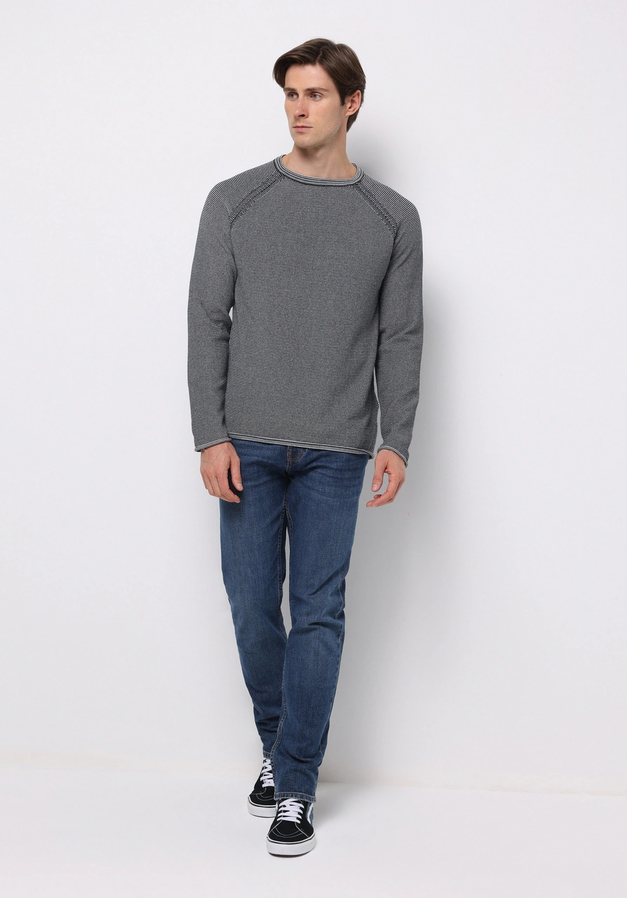 Colin's Colins Regular Fit Yuvarlak Yaka Jakarlı Erkek Lacivert Kazak Cl1076862 Q1.v2 Nav Lacivert