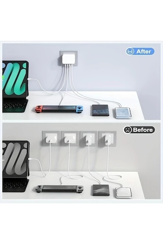 Xuweiwei Sancomo 2025 Yeni Model 40w 4 Portlu Usb C Hizli Sarj Adaptoru Hnt Pd3509 Siyah Ab Fisli İphone Uyumlu İpad Airpods İcin Siyah