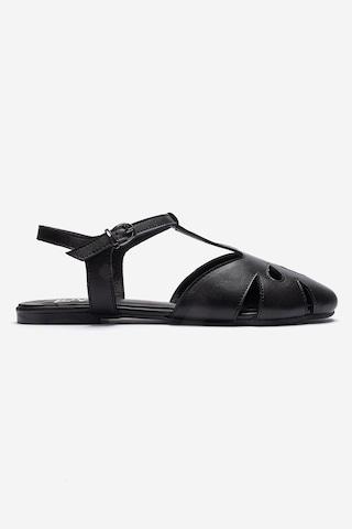 Luvishoes Nathalıe Siyah Cilt Hakiki Deri Kadın Sandalet