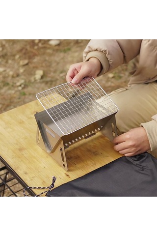 Teltree Çelik Islak Dış Mekan Mangal Ocağı, Çıkma Panelli, Kamp Ve Bisiklet Turları İçin Taşınabilir Pişirme Aleti Gümüş
