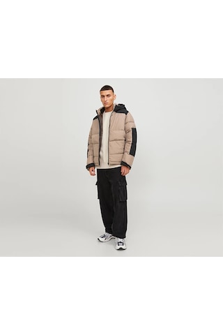 Jack & Jones Jack&Jones Kapüşonlu Puffer Vizon Erkek Mont 12239001 001
